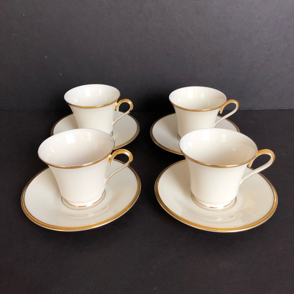 Lenox Eternal Teacup Only Ivory Bone China Gold Trim USA Lot of 4 NWOT